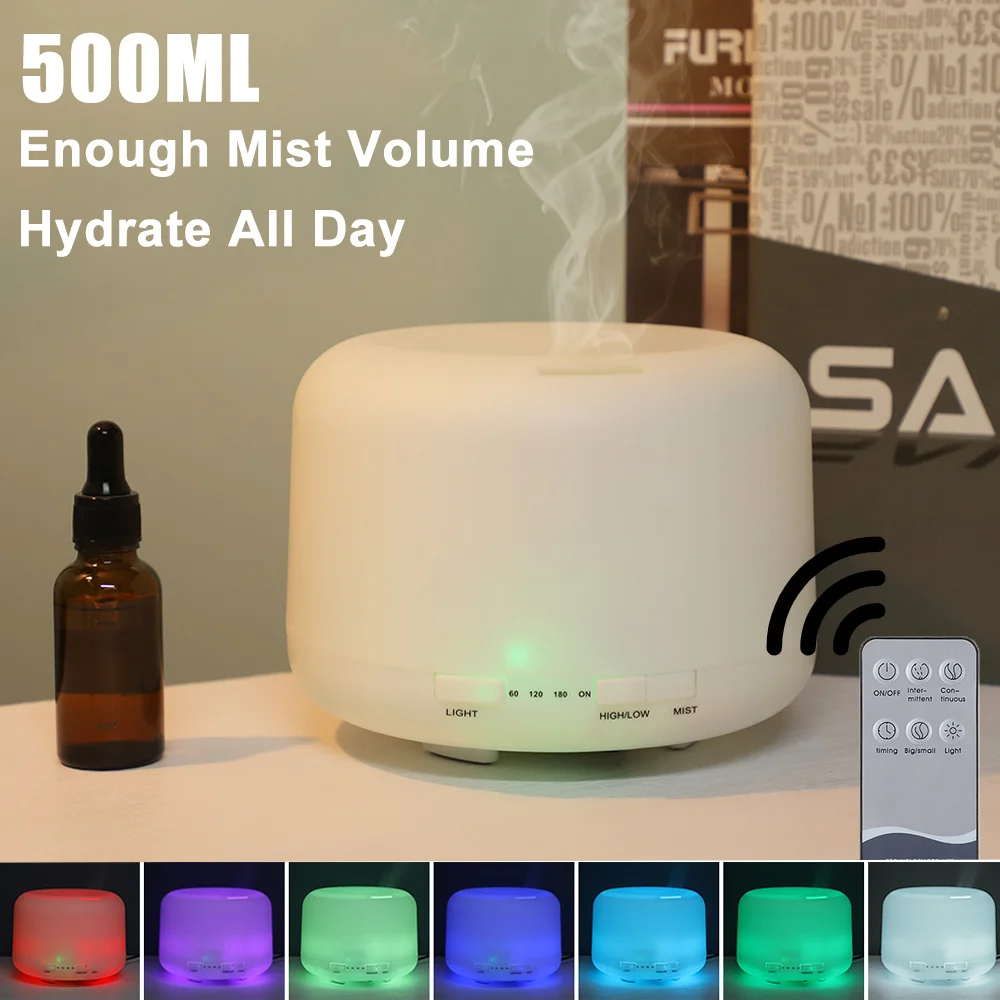 

500ML Electric Air Humidifiers Aroma Air Diffuser Essential Oil Aromatherapy USB Mist Maker LED Light For Home