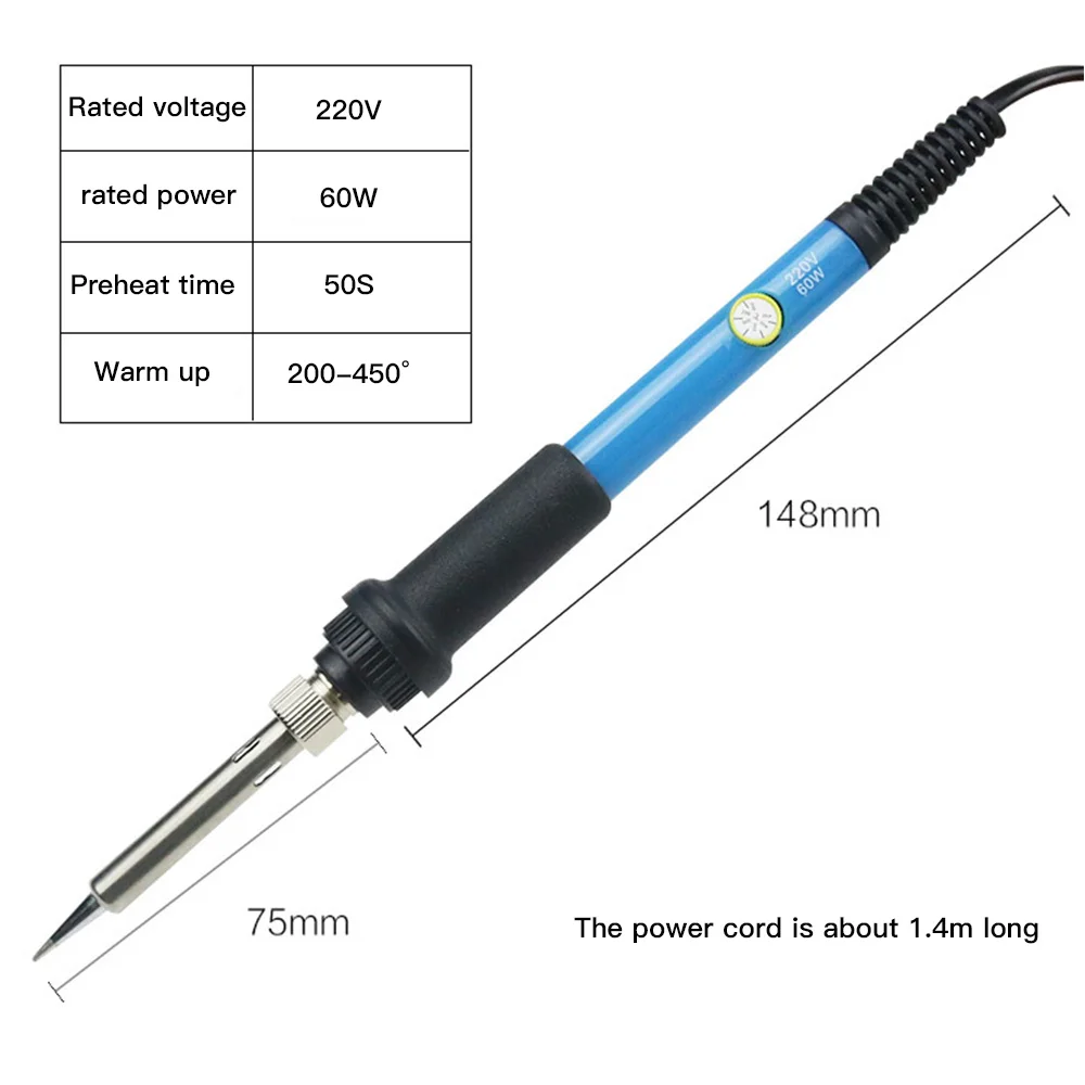 

Soldering Iron Kit Adjustable Temperature 110-220V 60W LCD Solder Welding Tool Ceramic Heater Soldering Tip Hand Tool HeatRepair