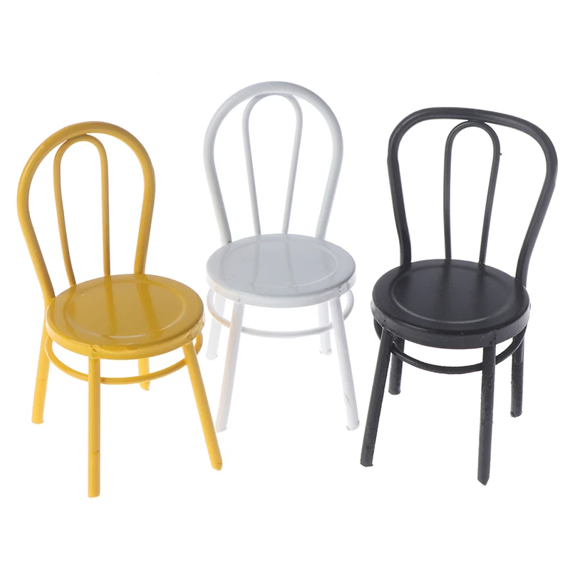 

1/12 Dollhouse Miniature Furniture Metal Chair Doll House Accessories DIY Toys For Dollhouse Decals New