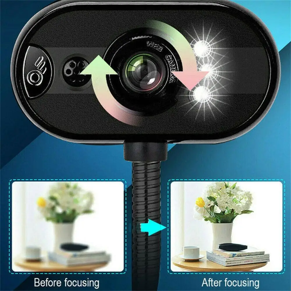 HD Webcam USB Web Camera With Noise Cancelling Microphone 360 Degree Rotation For Home Computer PC Office Study Game | Компьютеры и