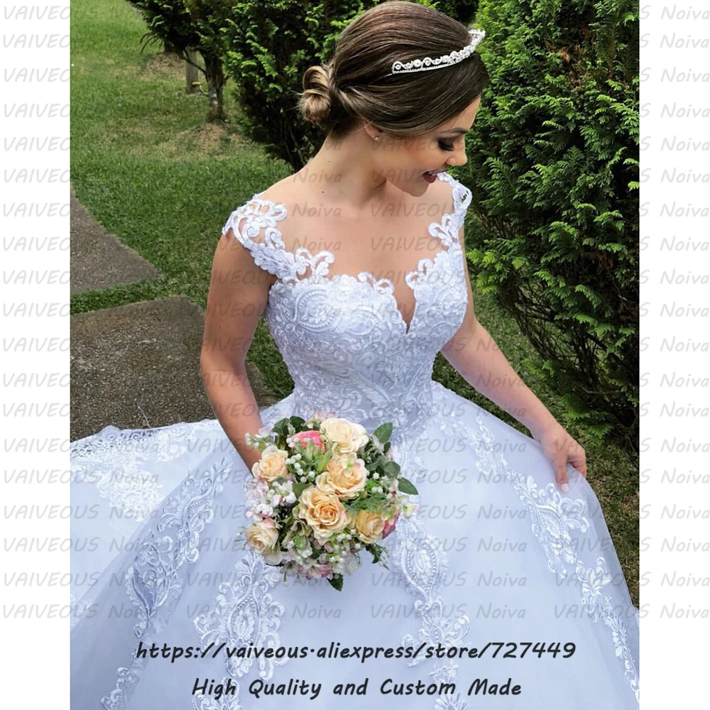 Vestidos De Noiva китайские свадебные платья великолепное Белое кружево из аппликаций бальное платье свадебное платье платья невесты Robe De Mariee