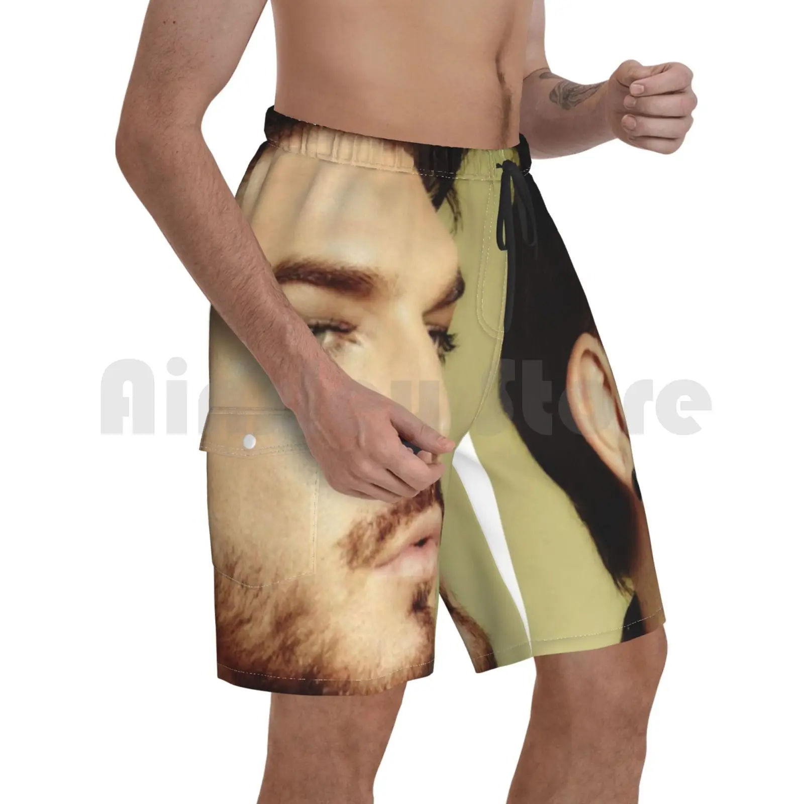 

Handsome Adam Lambert Beach Shorts Men Beach Pants Swim Trunks Adam Lambert Music Inspiration Velvet