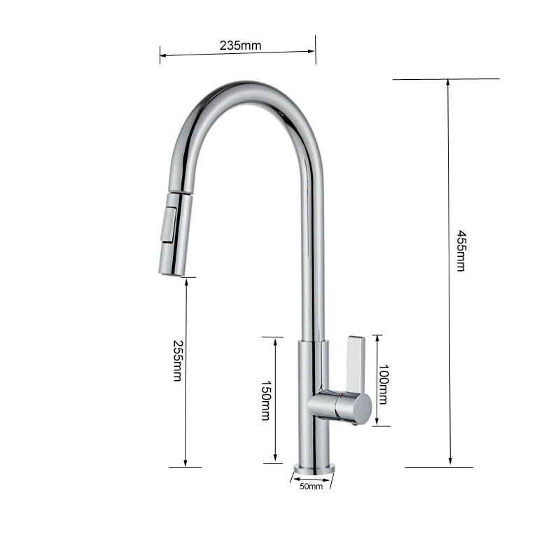 Смесители для кухни серебро один Хан выдвижной кухонный кран одно отверстие