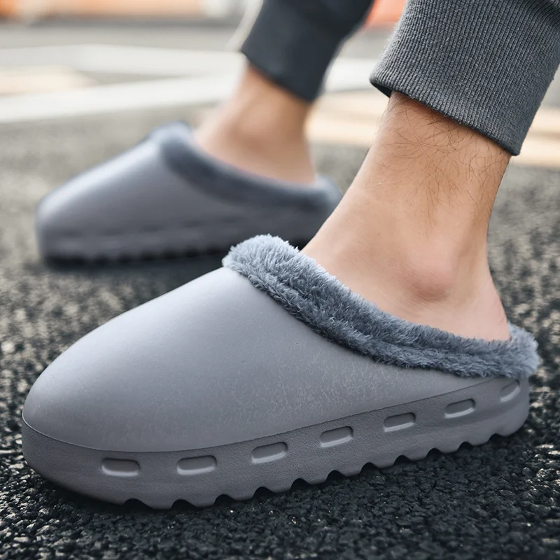 

New Winter Women's Cotton Slippers Home Indoor Warm Shoes Men's Plush Flat Soft Cotton Shoes Unisex Non-slip Waterproof Slides