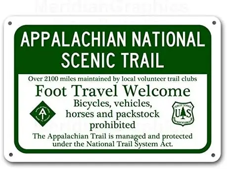 

Appalachian Trail Sign Aluminum Metal National Scenic Trail Thru Hiking Metal Poster Wall Art Decor Tin Sign 8X12 Inches