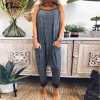 summer rompers celmia women sexy striped jumpsuits casual loose straps sleeveless ladies overalls drop crotch playsuit