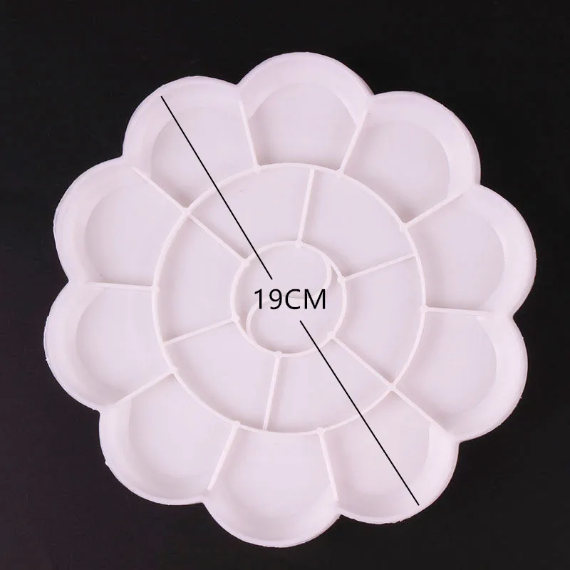19cm Палитра для рисования, 4 размера, лоток для рисования, пластиковая палитра для рисования акварелью, белая палитра для пигментов, лоток для рисования - Цвет: 19cm