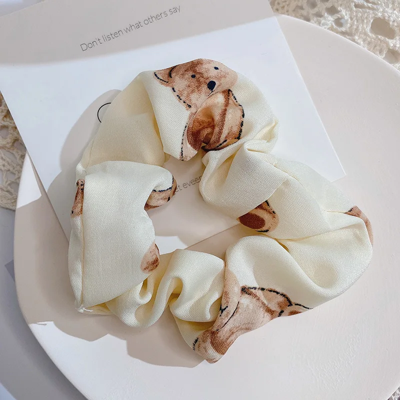 

Hot Sale Little Bear Scrunchies Korea Velvet Hairbands Leopard Hair Ties Pocket Scrunche With Zipper Ponytail Holders Hair