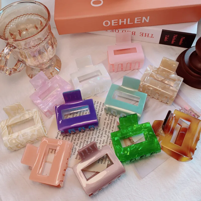 

2021 New Women Elegant Large Acetate Grab Clip Geometric L Hair Claw Vintage Hair Clip Headband Hairpin Fashion Hair Accessories