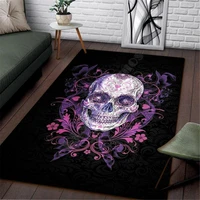 flowers skull area rug 3d all over printed carpet mat living room flannel bedroom non slip floor rug 01