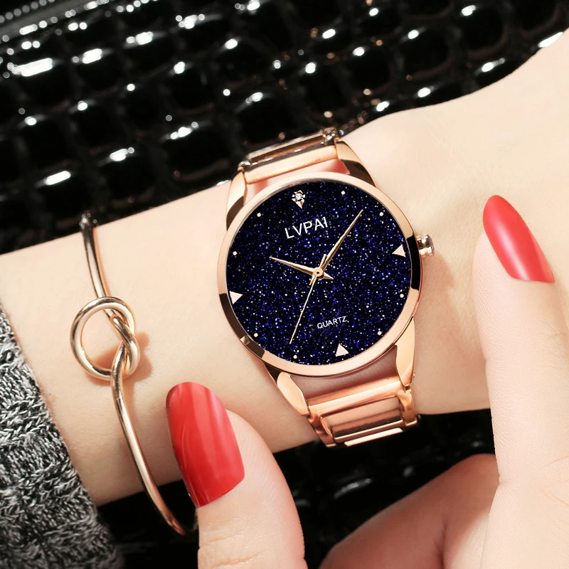 

Lvpai Damen Armband Uhr Wasserdicht Einfache Uhr Frauen Mode Casual Kristall Starry Sky Frauen Uhren Marke 2019 Neue