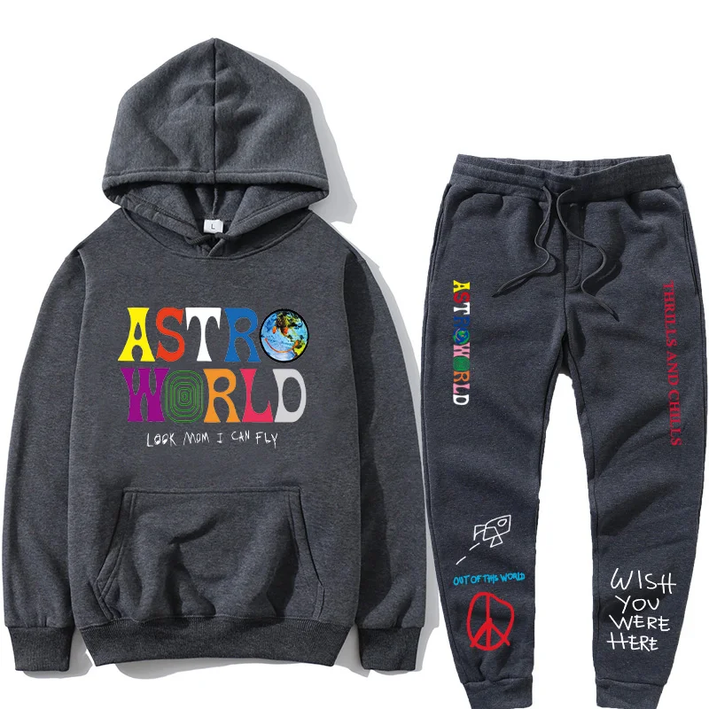 

TRAVIS SCOTT ASTROWORLD hope you are here HOODIES fashion letters ASTROWORLD HOODIE streetwear + pants men's pullover sweatshirt