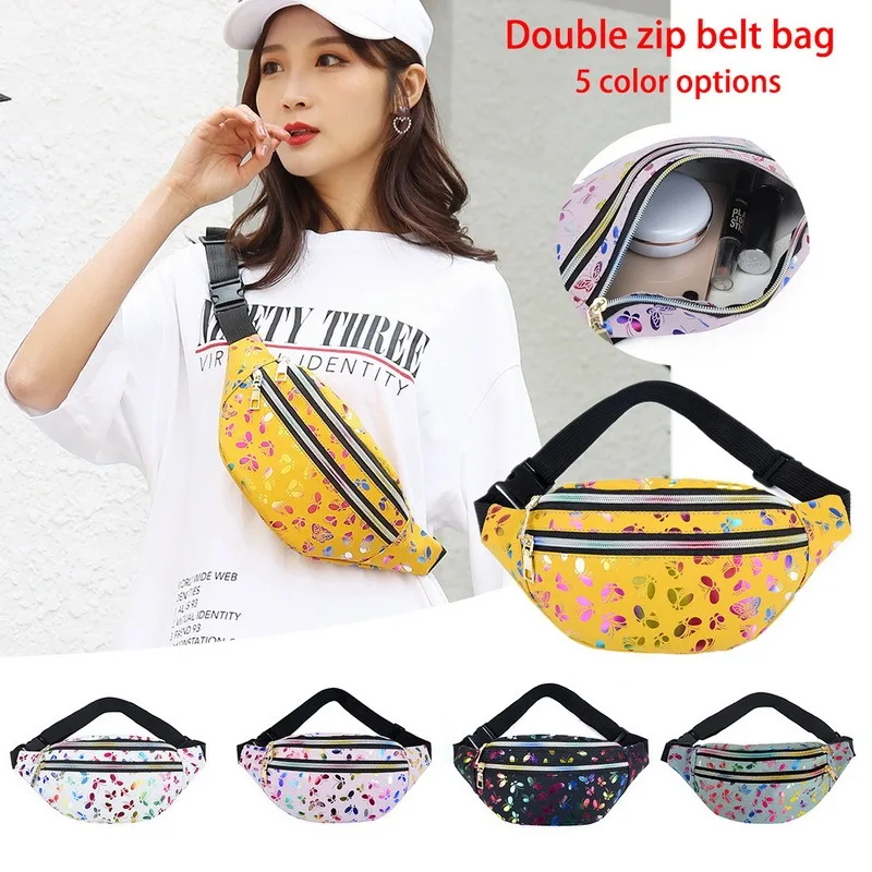 

2021 Printed Waist Bag Women's Fanny Pack Colorful Girls Bum Bag Travel Kids Cartoon Belt Bag Festival Mobile Phone Pouch Purse