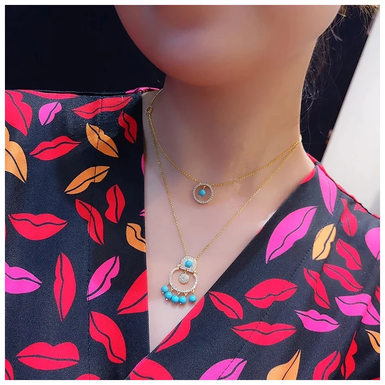 

New fan-shaped diamond necklace Japan and South Korea ins design wild temperament clavicle chain women brand jewelry