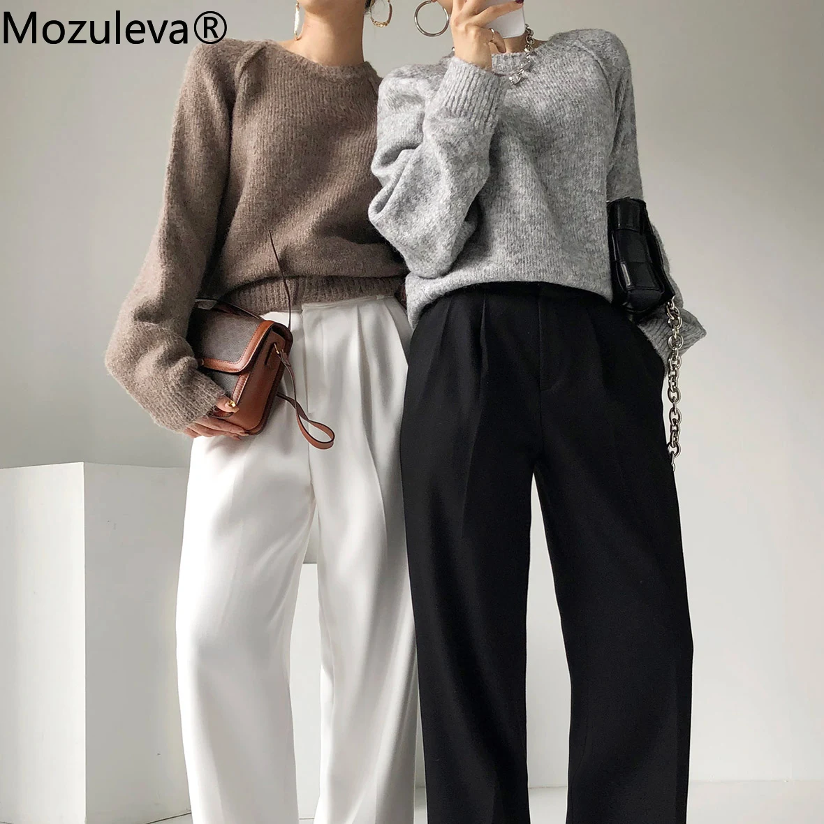 Пуловер женский осенний вязаный с длинным рукавом | Женская одежда