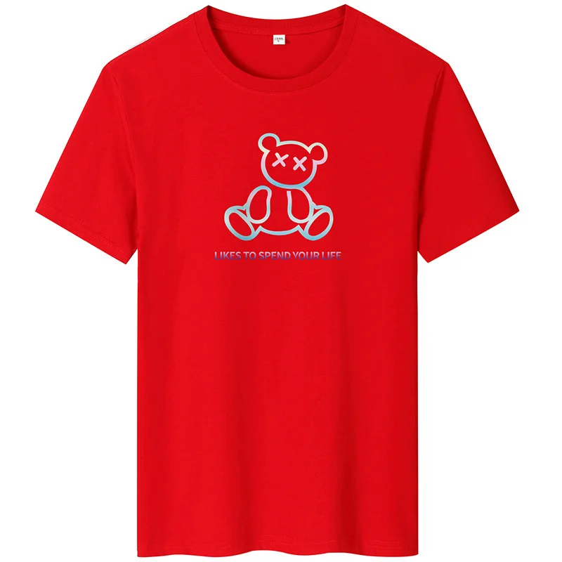 

2021 new men's fashion cotton T-shirt fashion trend handsome round neck plus size short sleeve top high quality