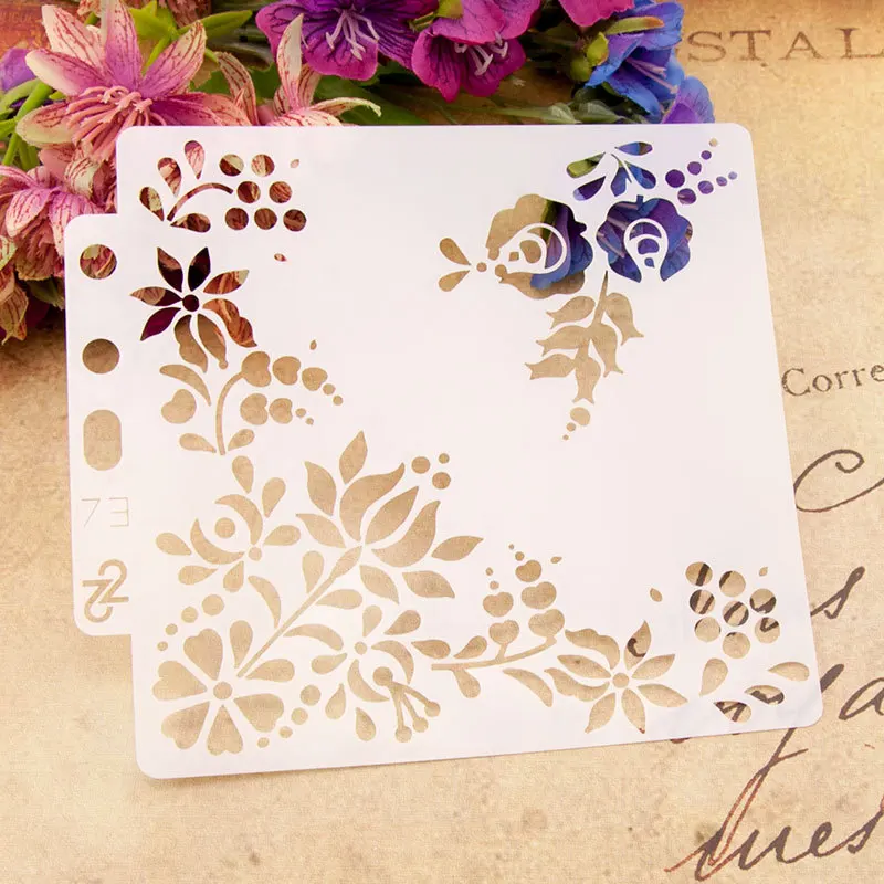 

New flower corner pvc Layering Stencils for Diy scrapbook coloring,painting stencil,home decor diy etc. Product image