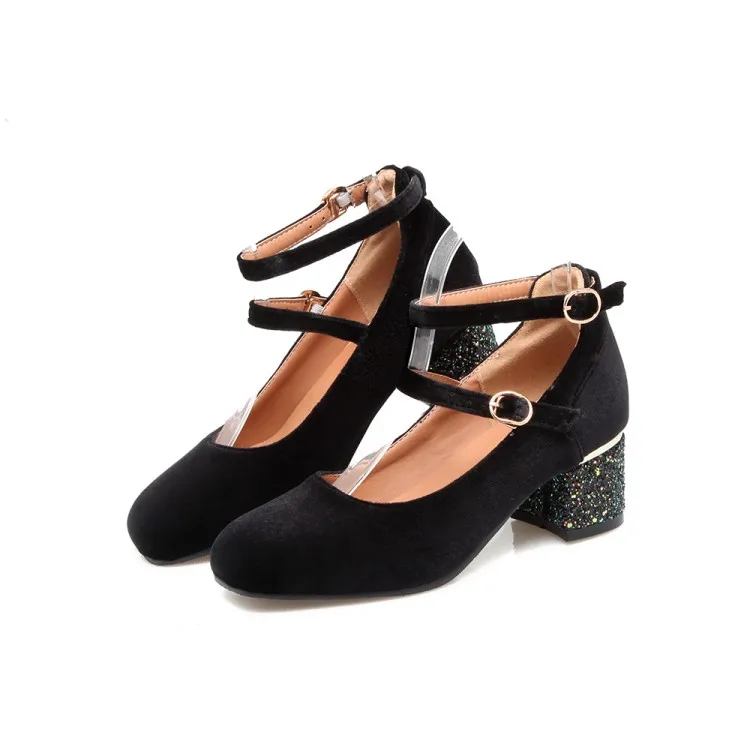 

Big Size Square head simple coarse single shoes ladies high heels women shoes woman pumps