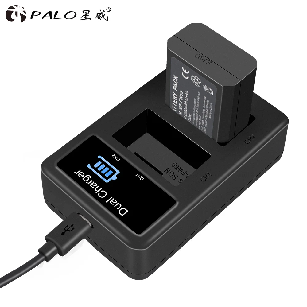 PALO 2 шт 2000mAh NP-FW50 NP FW50 батарея камеры + lcd USB двойное зарядное устройство для sony Alpha