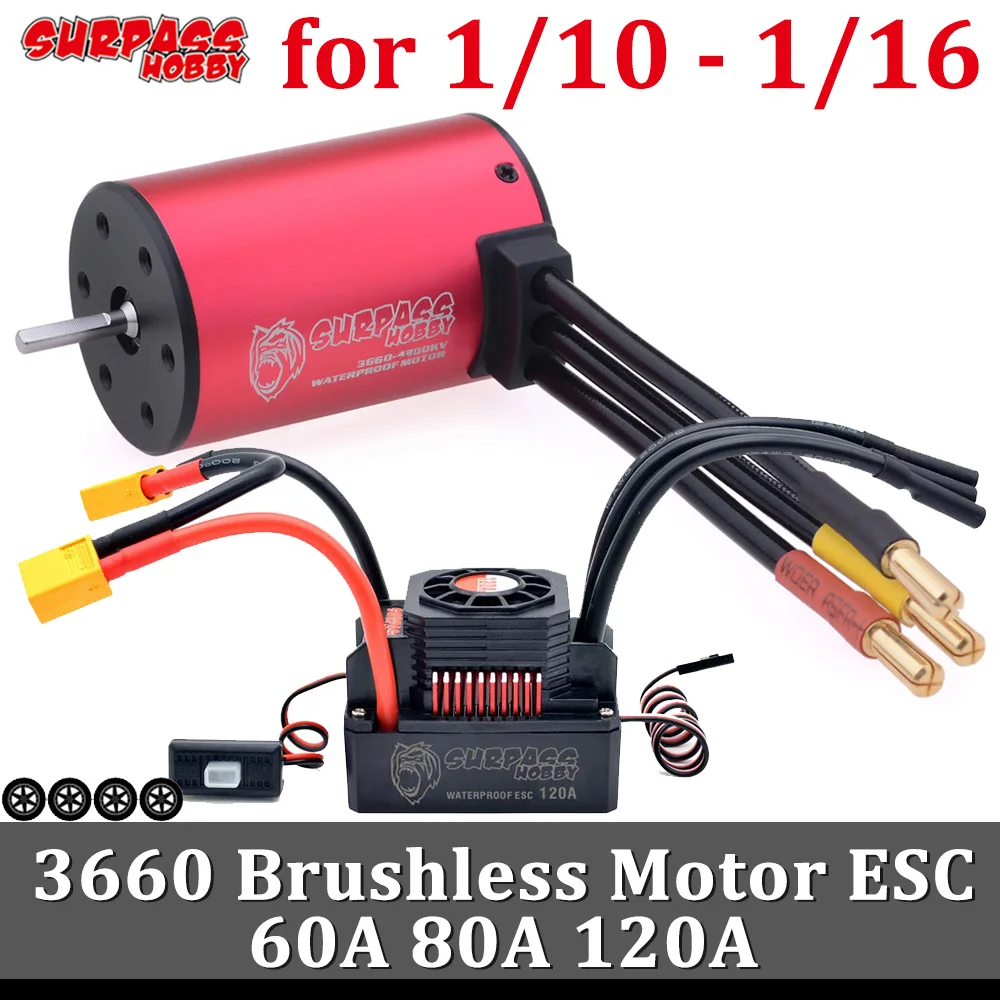 

Водонепроницаемая бесщеточная машинка Surpass Hobby с мотором 3660, 60A, 80A, 120A, ESC для 1/10, 1/12, 1/14, 1/16, машинка с дистанционным управлением, 540, матовая, ...