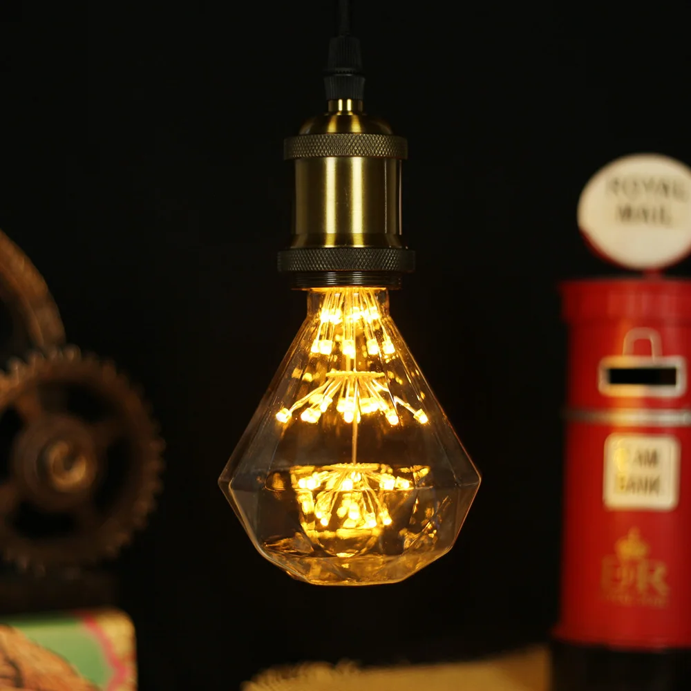 

TIANFAN Led Bulbs Vintage Style Edison Bulb Diamond 95mm 3W Starry Firework AC85-265v E27 RGB Decorative Light Bulbs