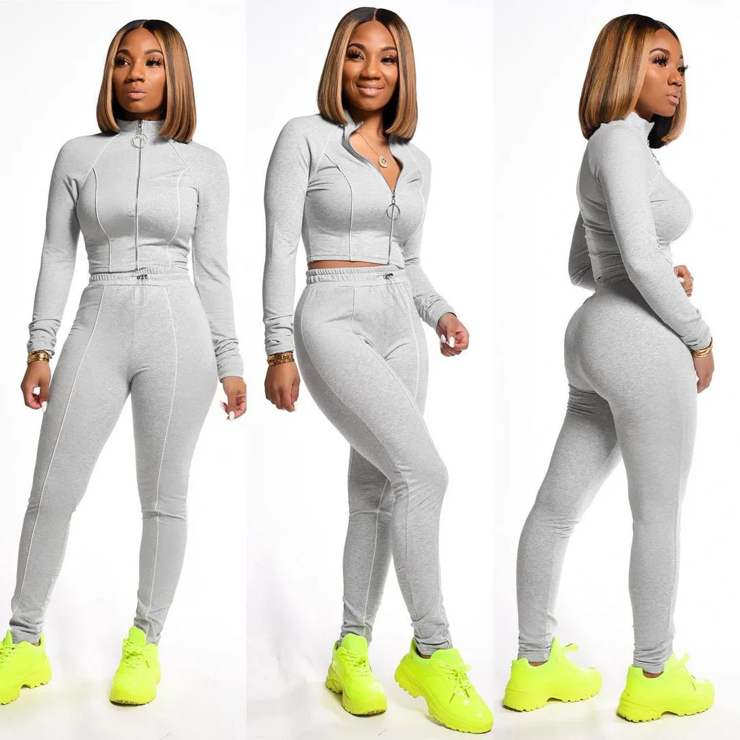 

Women Tracksuit 2 Piece Set Fashion Neon Striped Spliced Long Sleeve Zipper Crop Tops+pencil Pants Two Set Women's Sports Suit