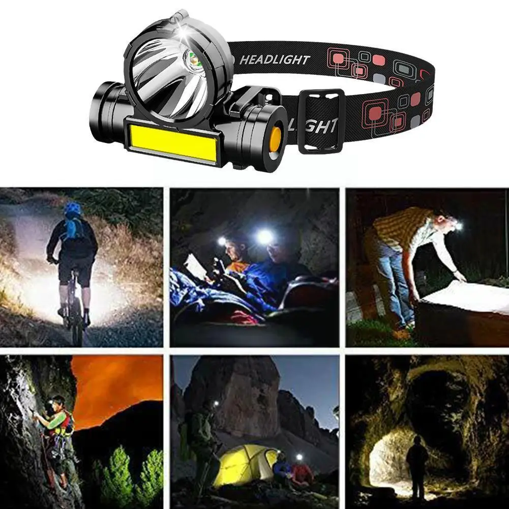

Super Bright Xpe+cob Lamp Ip65 Waterproof Light Modes Battery With Usb Lamp Built-in 2 Rechargeable Led 18650 L6f8