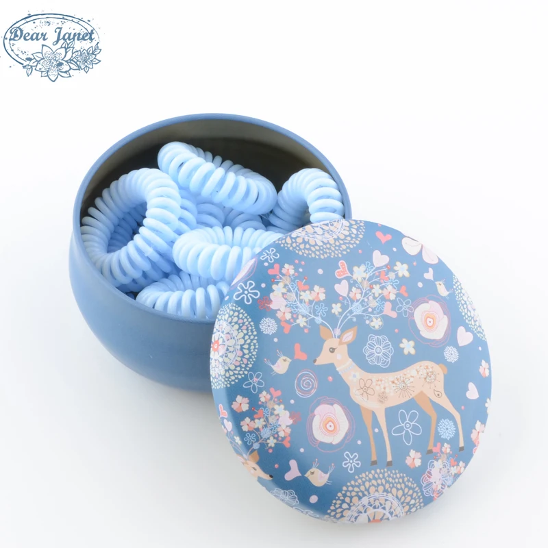 6Light blue 12 шт./кор. 3,5 см цветная резинка-пружинка для волос ремешки Инструменты для укладки головные уборы аксессуары для укладки с железный ящик для хранения - Цвет: 6Light blue