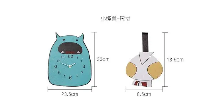 

INS Hot Selling Home Decoration Clock Kids Room Kindergarten Nursery Creative Cute Little Monster Cartoon Swing Wall Clock Wood