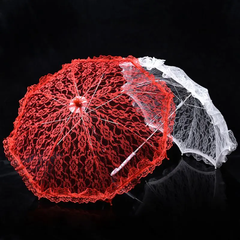 

Elegant Lace Umbrella Cotton Embroidery Bridal Umbrella Ivory Battenburg Lace Parasol Umbrella Decorative Umbrella For Wedding
