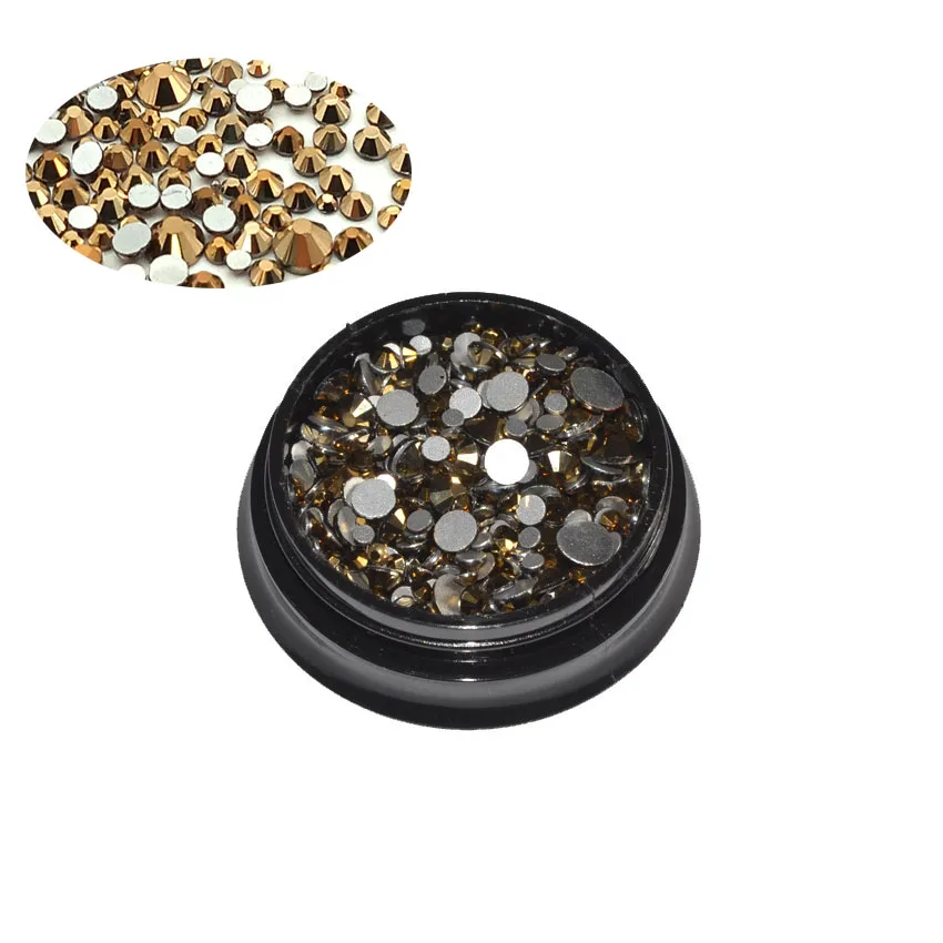 Стразы для ногтей стеклянные кристаллы с плоской задней стороной 350 шт. разные