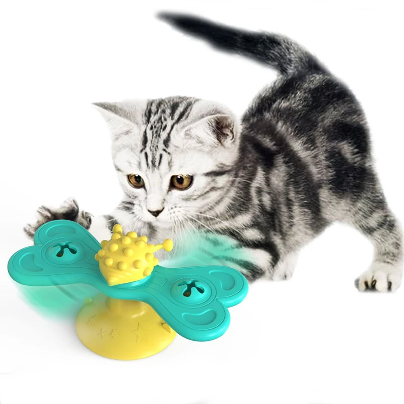 

Pet Supplies Windmill Toys For Cats Puzzle Whirling Turntable Brush cat toy fur rubbing device Interactive chew Toys with Catnip