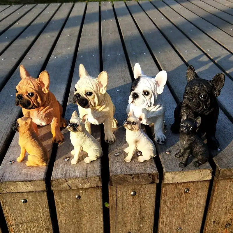 Figuras de Bulldog Francés para decoración del hogar, adornos de simulación para sala de estar, modelo de perro lindo, escultura artesanal, regalos decorativos