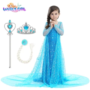 princess dress elsa dress girl princess cosplay prom gown carnival party costumes for kids christmas costume party birthday gift free global shipping