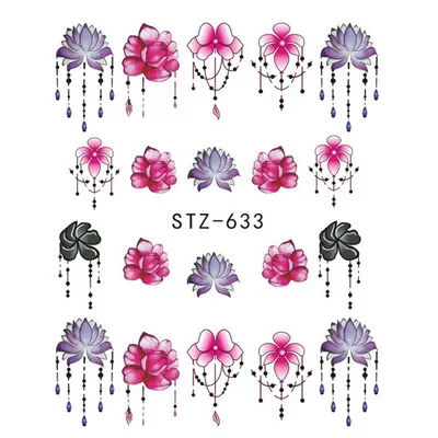 STZ-633 1 шт стикер для ногтей 3D Бабочка Цветы Наклейки для Ногтей переводные наклейки с водой наклейки s татуировки цветочные украшения для красоты - Цвет: STZ-633