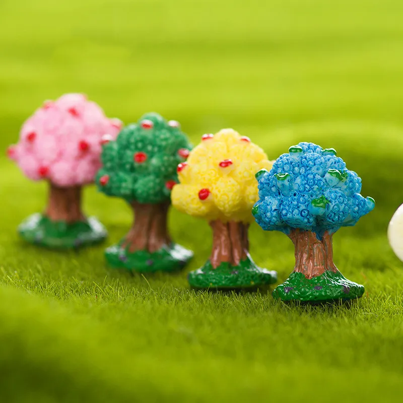 Полимерные модели деревьев Apple Мультяшные Аниме фигурки мох микро ландшафтное