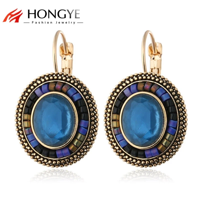 В богемном стиле Винтажная с кристаллами хрусталя Овальный Камень Заявление