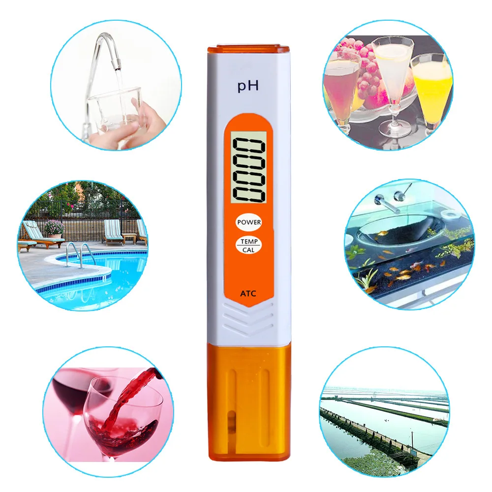 

YenvQee Digital LCD PH Meter Pen of Tester Accuracy 0.1 Aquarium Aquarium Pool Water Wine Urine Automatic Calibration