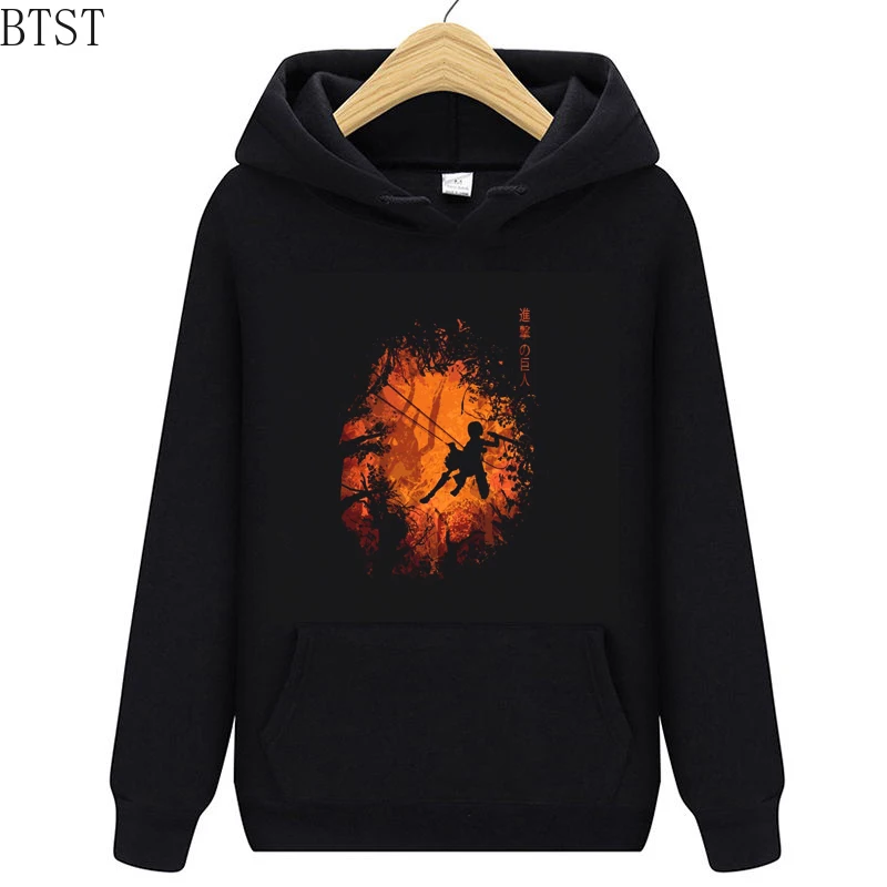 

Anime attack print vitage style sweatshirt cartoon long sleeve black color Pullover hoodies Ulzzang Women/men Loose clothes