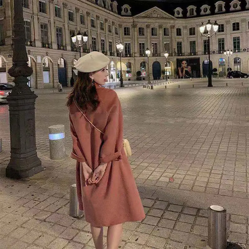 Женское шерстяное пальто выше колена Осень-зима 2019 Корейская версия нового