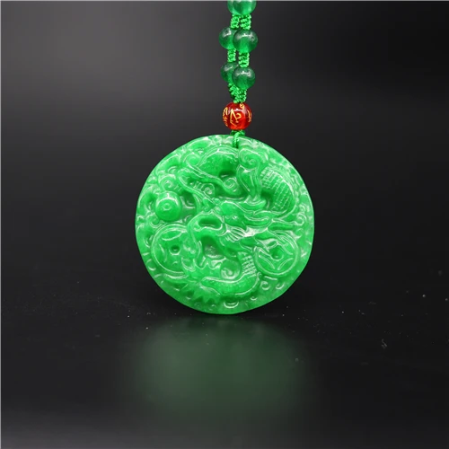 Натуральный Зеленый Изумрудный нефрит Феникс кулон бусы ожерелье Шарм жадеит