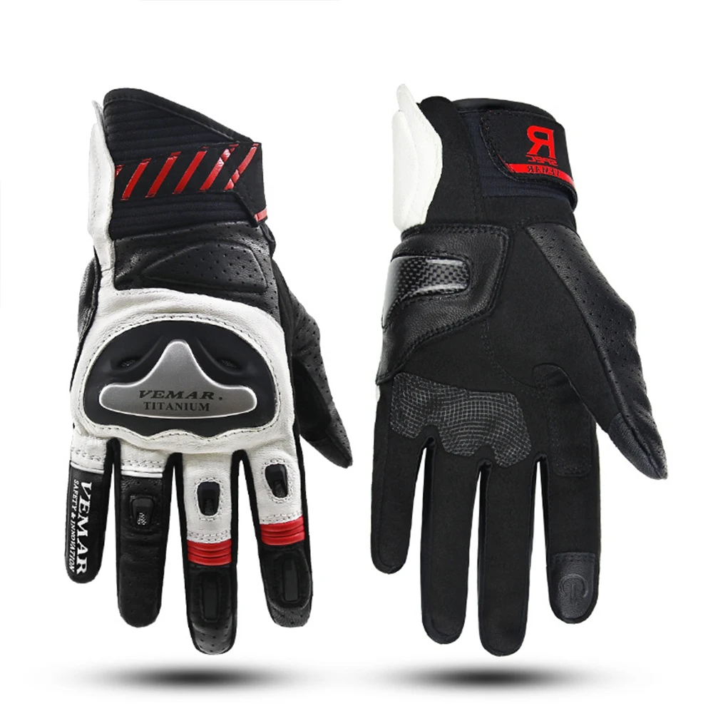 

Motorcycle Glove Racing Carbon Fiber Summer Men Touchscreen Leather Gloves Motorbike Riding Protective Gear Guantes Luva Moto