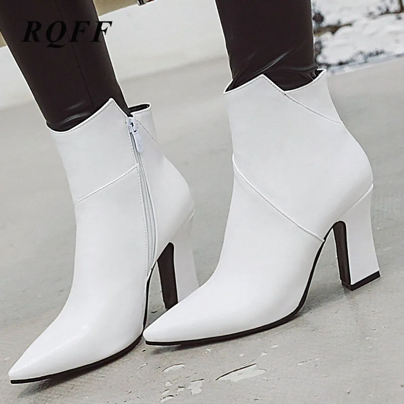 Женские ботильоны из искусственной кожи на высоком каблуке 9 см с острым