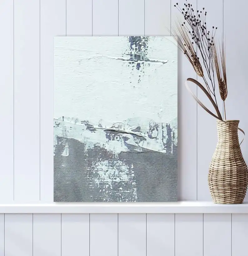

Abstract textured Painting on Canvas Minimal Artwork Wall Art Contemporary Art Living Room White and Gray painting textured art