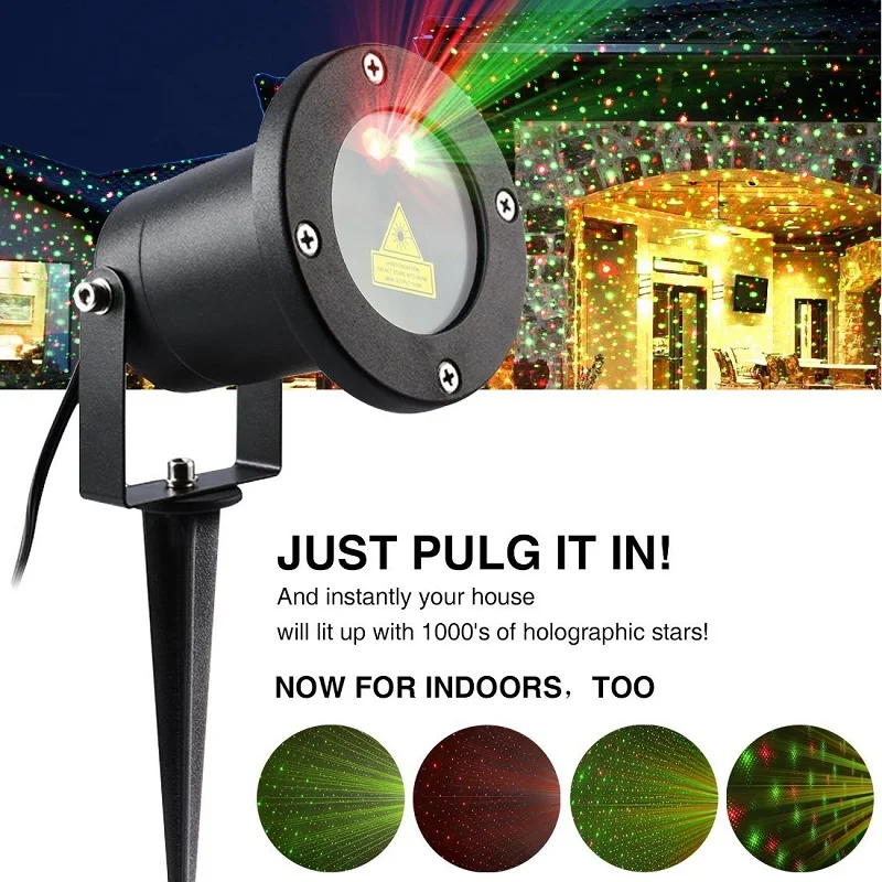 

Wedding Party Christmas Mini Laser Projector Red Green Garden Home Decor Waterproof Camping light