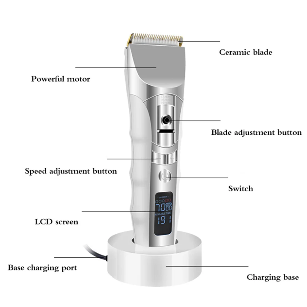 

LCD Display USB Rechargeable Men Hair Trimmer Electric Hair Clipper Beard Razor For Men Salon Barber Hair Cutter Machine