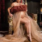 Новинка в южноафриканского стиля, сексуальные женские платья, прозрачные тюлевые платья без бретелек для беременных