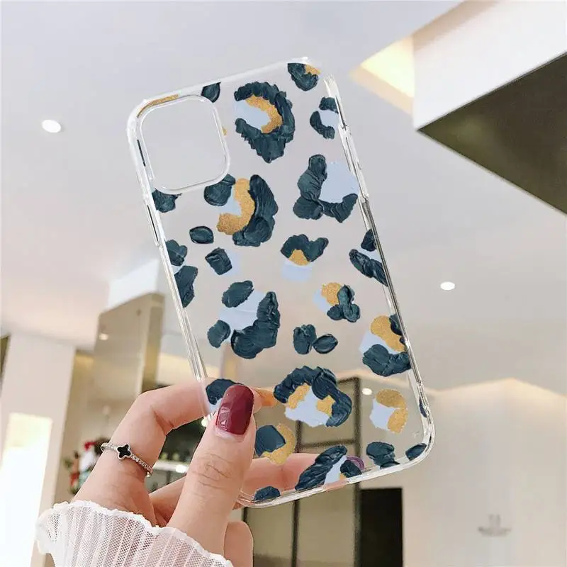 

Leopard Print Phone Case Clear Transparent for iPhone 11 12 mini pro XS MAX 8 7 6 6S Plus X 5S SE XR 2020