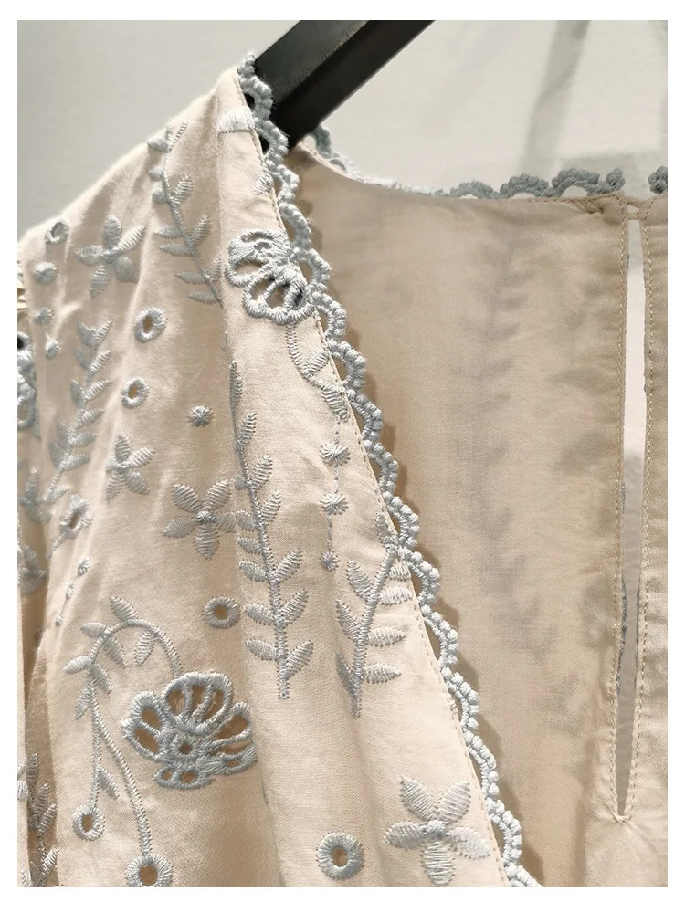

High Quality Summer New Style Exquisite Embroidery Heavy Industry Ladies All-match Dress Mid-skirt Women