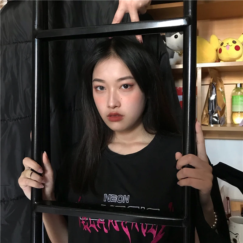 Женские летние футболки Ulzzang Harajuku ретро с буквенным принтом свободные